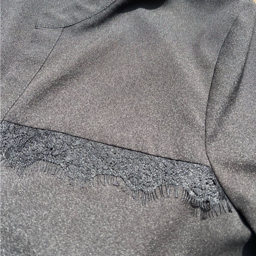 Karl Lagerfeld black satin bell 3/4 sleeve top M - Picture 6 of 6
